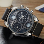 Oulm 9318 steel Mesh Belt Quartz watch for men 50mm dial