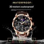 POEDAGAR 882 Quartz Moon phase Watch And Multi-function Chronograph watch for Men