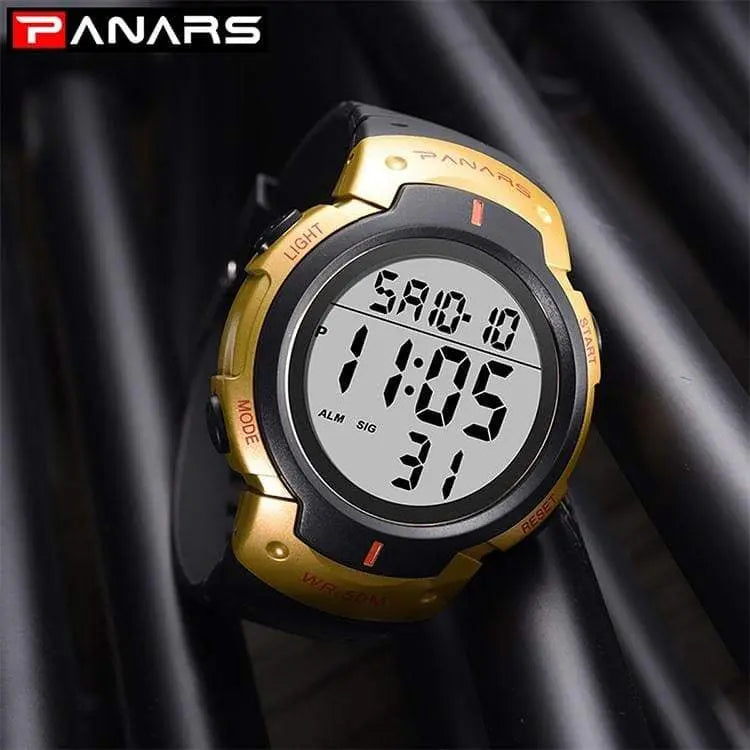 Panars 8208 Gold Digital Waterproof Heavy Duty Wrist watch For Men Panars