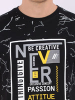 REDpockets Round Neck Black Cotton Graphic Print T-Shirt For Men REDpockets