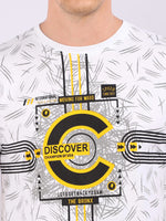 REDpockets Round Neck White Cotton Printed TShirt For Men R006 REDpockets