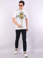 REDpockets Round Neck White Cotton Printed TShirt For Men R006 REDpockets