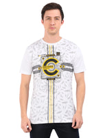 REDpockets Round Neck White Cotton Printed TShirt For Men R006 REDpockets