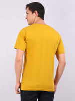REDpockets Round Neck Yellow Cotton Printed TShirt For Men R007 REDpockets