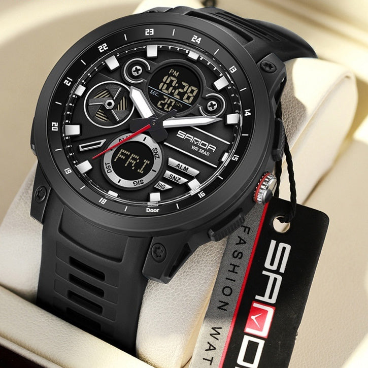 Sanda 3379 Sports Trend Multifunctional Waterproof Alarm Clock Reminder Electronic Watch For Men
