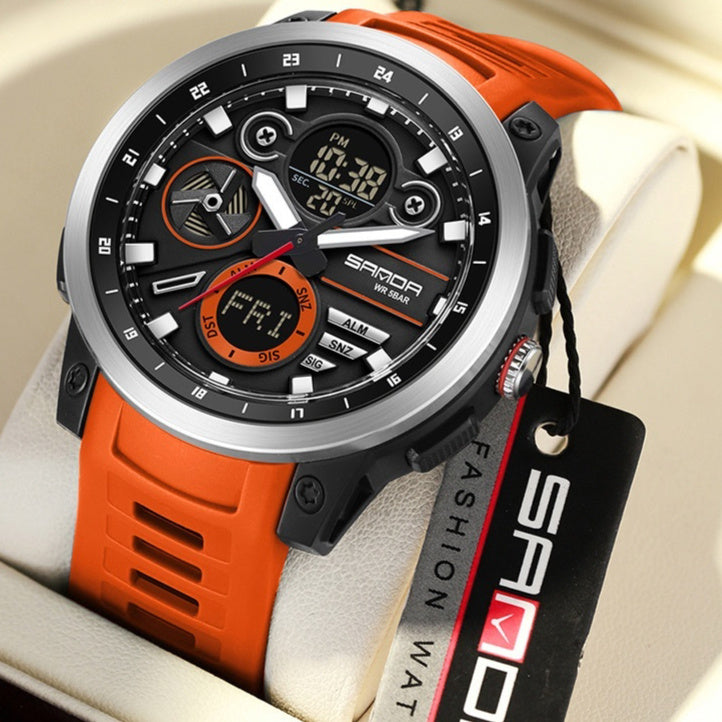 Sanda 3379 Sports Trend Multifunctional Waterproof Alarm Clock Reminder Electronic Watch For Men