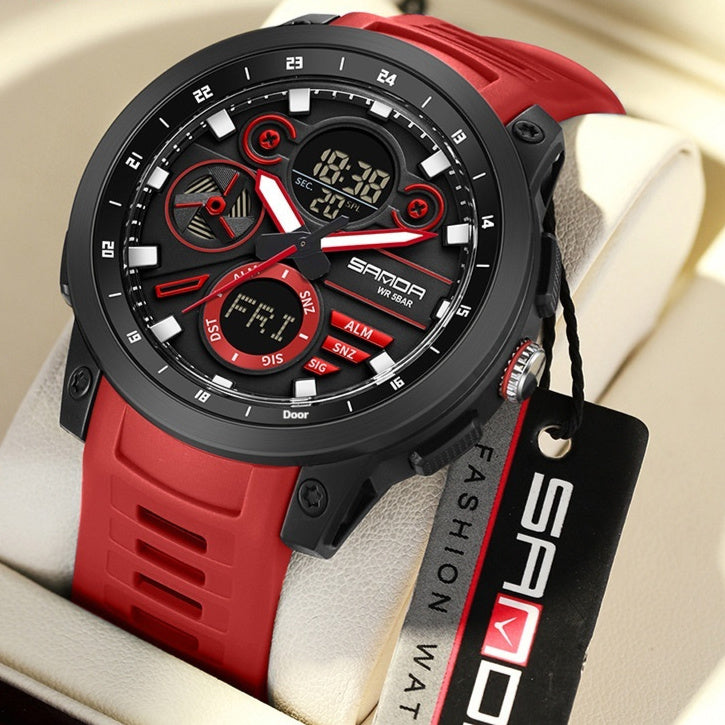 Sanda 3379 Sports Trend Multifunctional Waterproof Alarm Clock Reminder Electronic Watch For Men