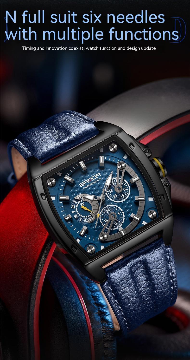 Sanda 5308 Three Eyes And Six Needles Quartz Watch For Men Large Dial