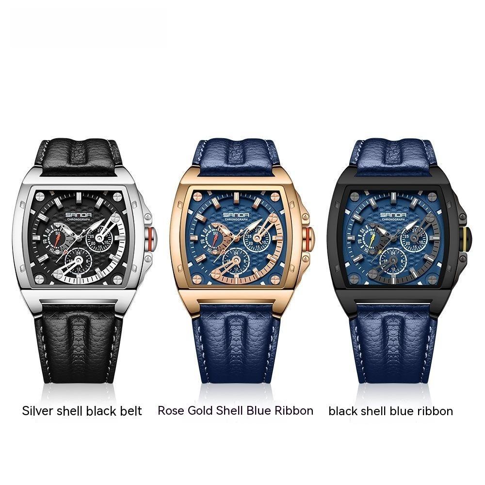 Sanda 5308 Three Eyes And Six Needles Quartz Watch For Men Large Dial