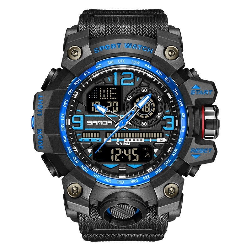 Sanda Trend Multi-functional Sports Luminous Outdoor Student Watch For Men 3133