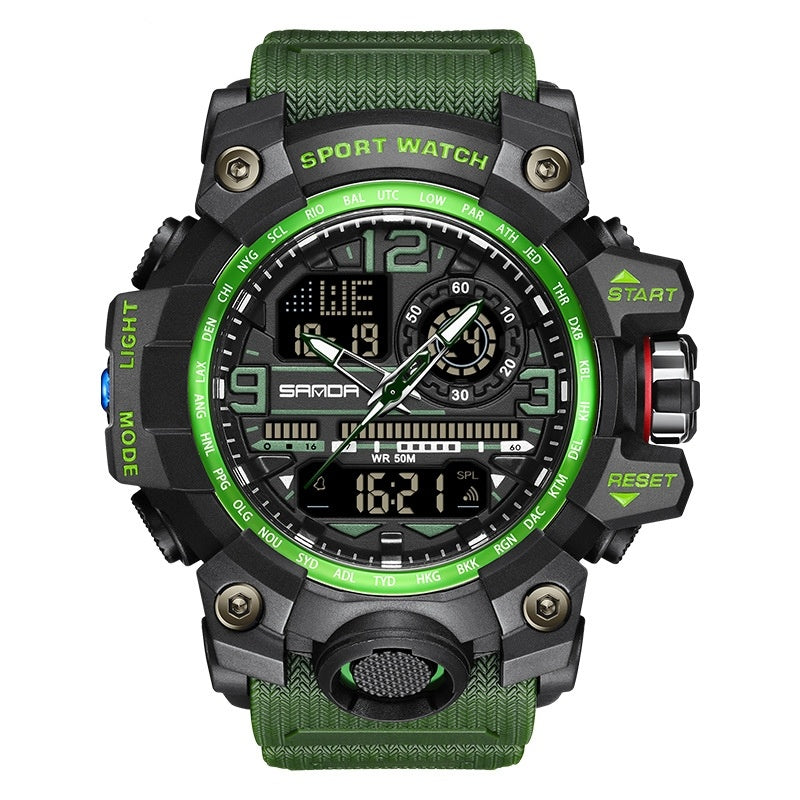 Sanda Trend Multi-functional Sports Luminous Outdoor Student Watch For Men 3133
