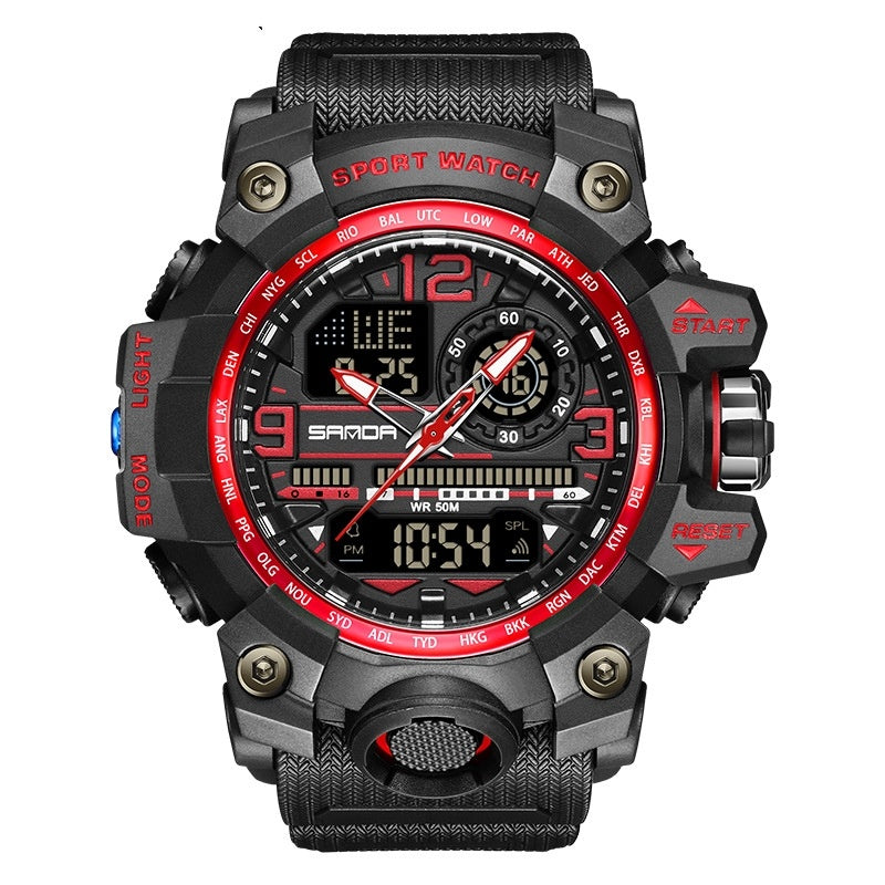 Sanda Trend Multi-functional Sports Luminous Outdoor Student Watch For Men 3133