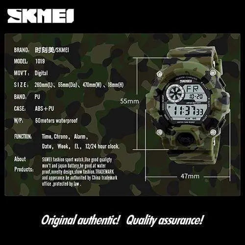 Skmei 1019 Original Camouflage Digital Round Waterproof Sport watch For Men Skmei