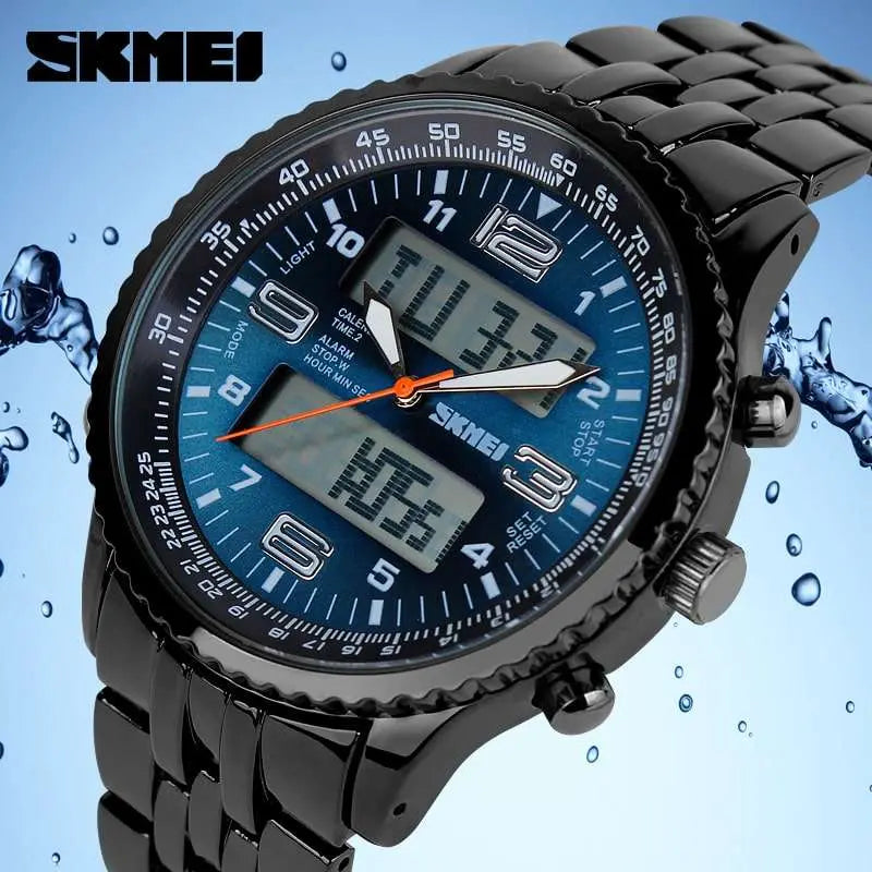 Skmei 1032 Original Analog Digital Big Dial chain watch stopwatch alarm watch for Men Skmei