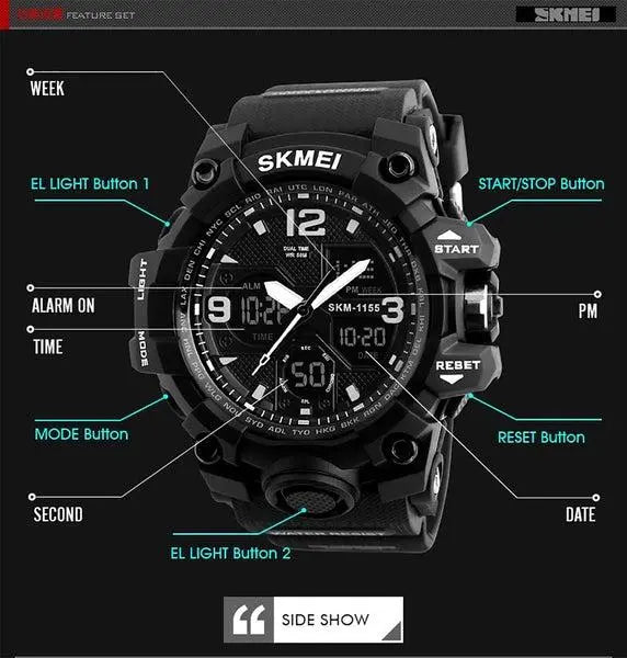 Skmei 1155B Original Analog Digital waterproof Sports watch for men Skmei