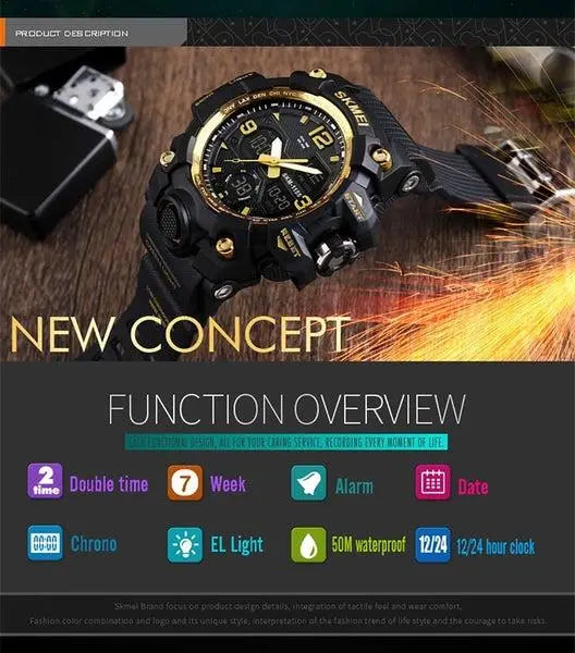 Skmei 1155B Original Analog Digital waterproof Sports watch for men Skmei