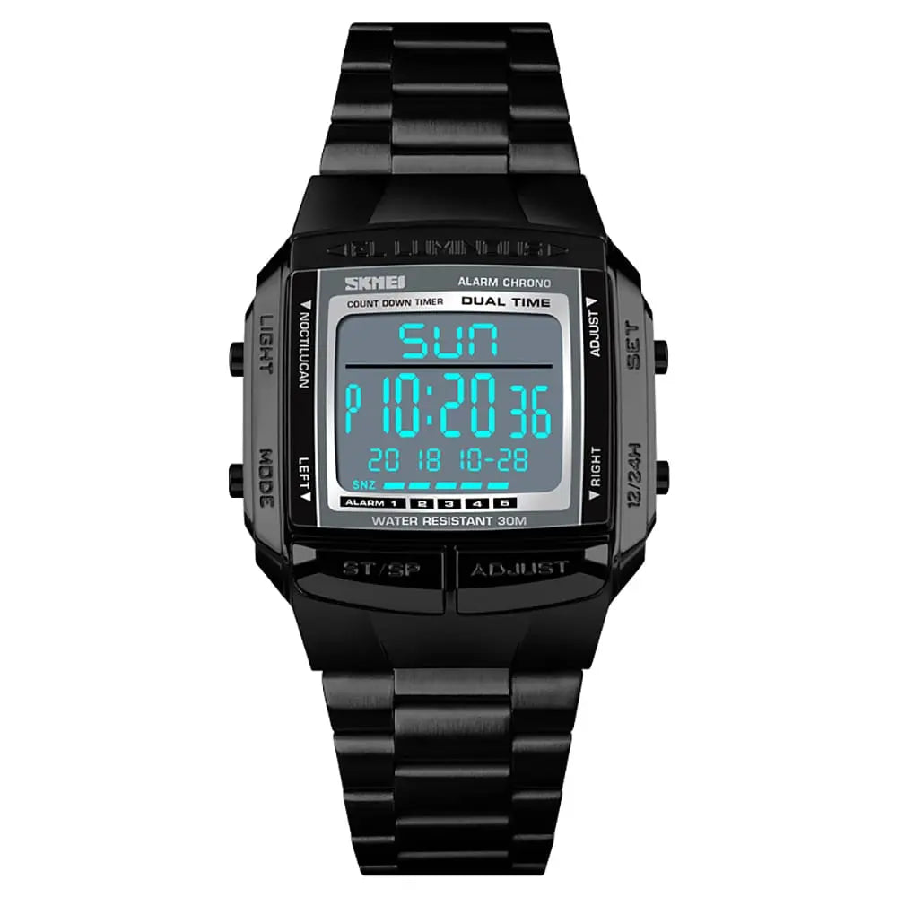 Skmei 1381 Original Digital Steel Body Square Dial Luxury Watch For Men Skmei