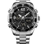Skmei 1649 Stainless Steel Analog Digital Rotatable bezel Watch For Men