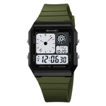 Green digital watch with black strap