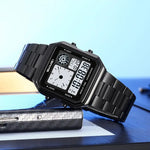 Skmei 2451 Square Steel-band Waterproof Alarm Clock Digital watch for Men Skmei