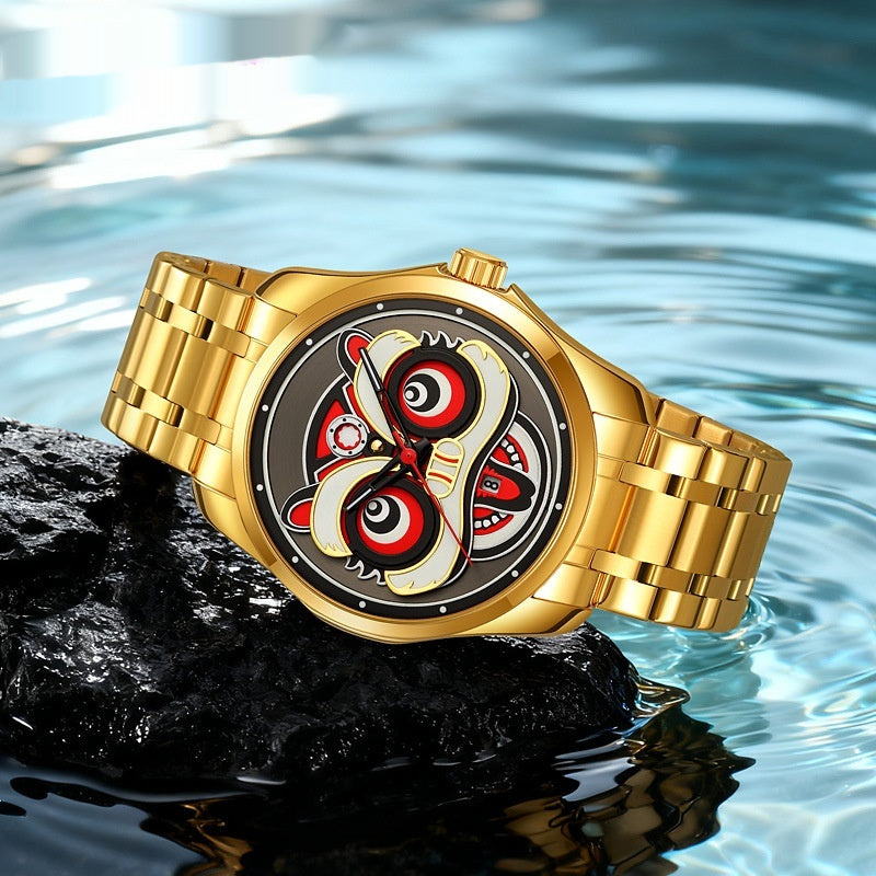 Skmei 9386 Creative Lion Head Luminous Quartz Watch For Men