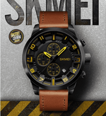 Skmei Chronograph Genuine Leather Quartz watch For Men 1309 Original - Skmeico