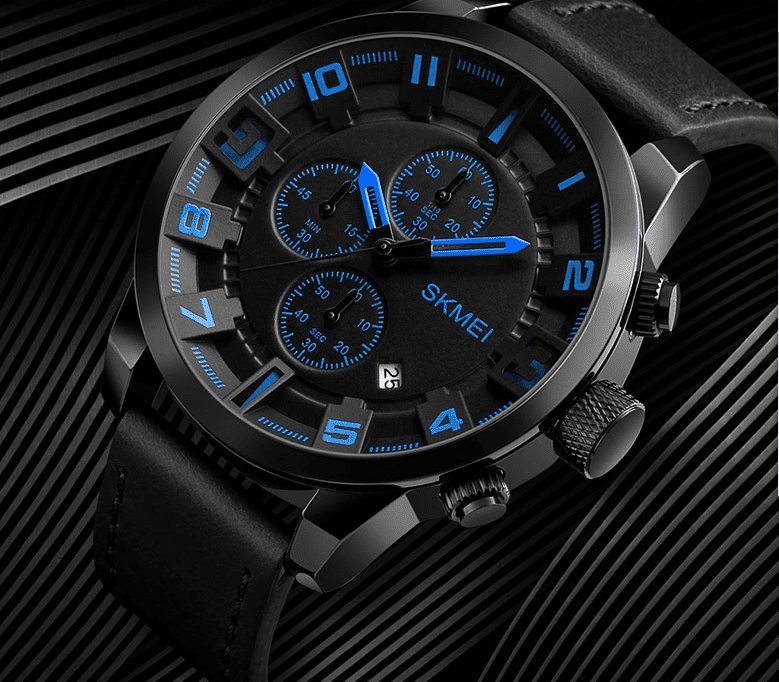 Skmei Chronograph Genuine Leather Quartz watch For Men 1309 Original - Skmeico