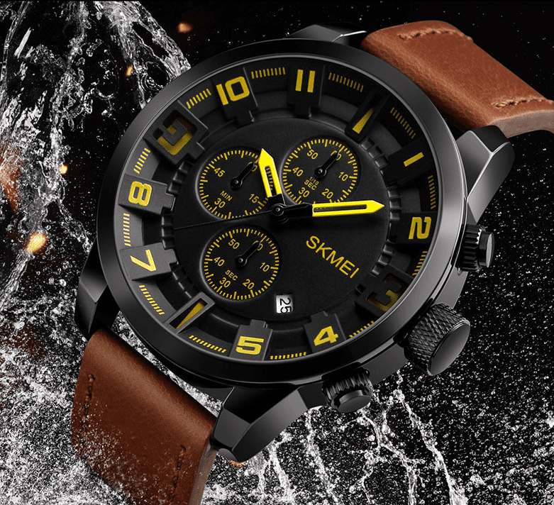 Skmei Chronograph Genuine Leather Quartz watch For Men 1309 Original - Skmeico