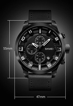 Skmei Chronograph Genuine Leather Quartz watch For Men 1309 Original - Skmeico