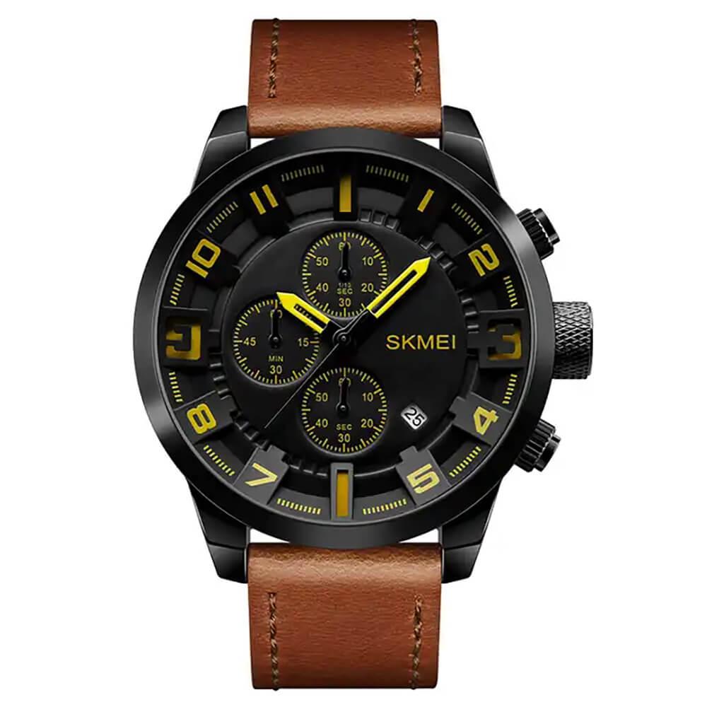 Skmei Chronograph Genuine Leather Quartz watch For Men 1309 Original - TempoqWatch