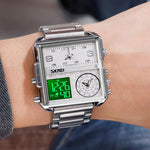 Skmei square 3 time Analog Digital 41mm dial watch for Men 1584 Original - Skmeico