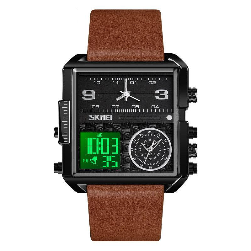 Skmei square 3 time Analog Digital 41mm dial watch for Men 1584 Original - TempoqWatch