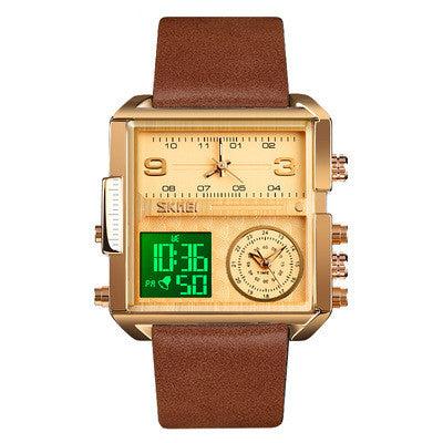 Skmei square 3 time Analog Digital 41mm dial watch for Men 1584 Original - TempoqWatch