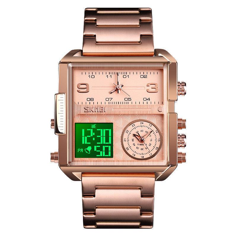 Skmei square 3 time Analog Digital 41mm dial watch for Men 1584 Original - TempoqWatch