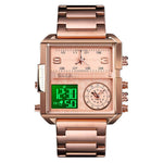 Skmei square 3 time Analog Digital 41mm dial watch for Men 1584 Original - TempoqWatch