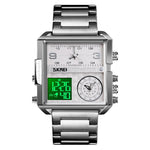 Skmei square 3 time Analog Digital 41mm dial watch for Men 1584 Original - TempoqWatch