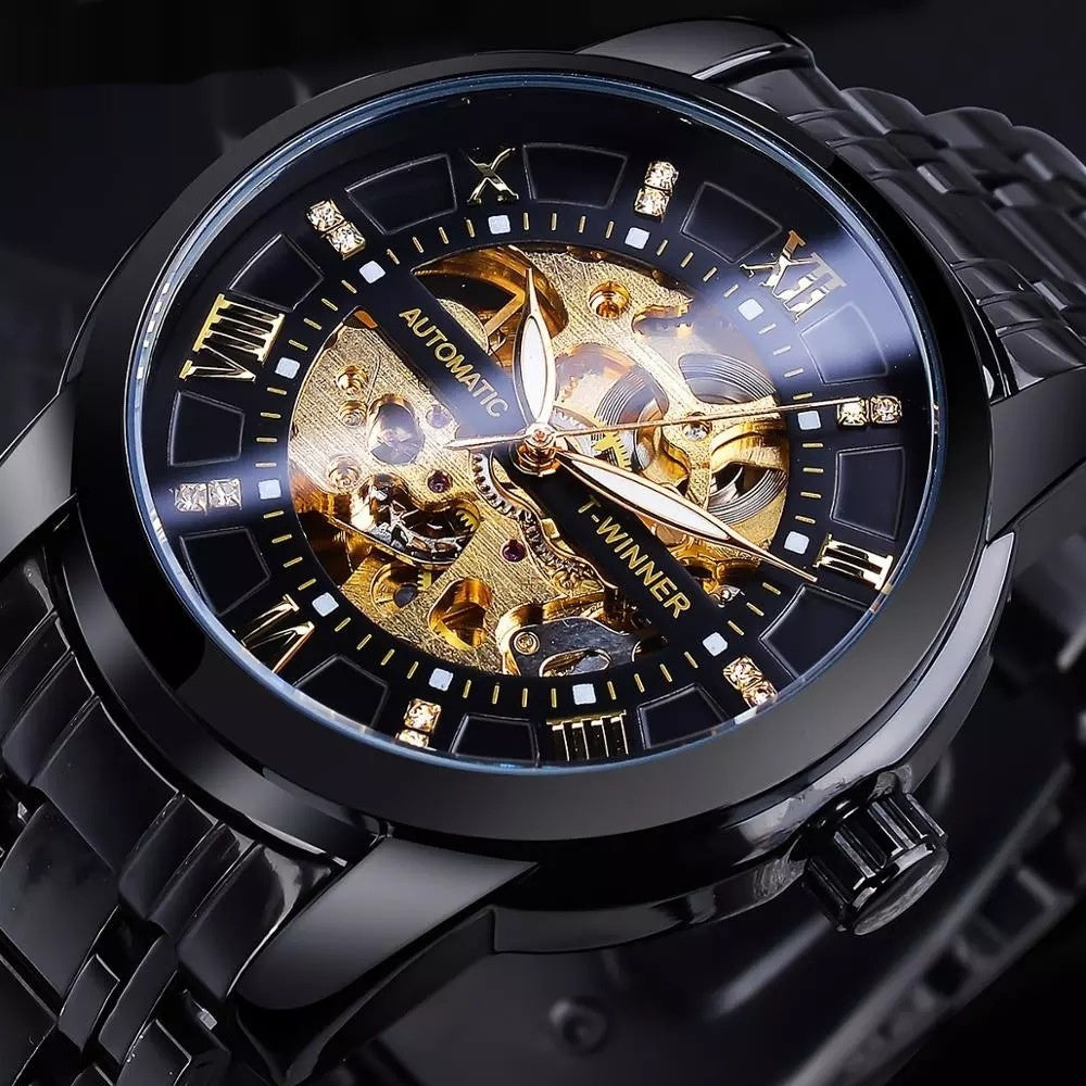 T-Winner Men's Fashion Hollowed-out Waterproof Mechanical Watch for Men GMT1193-7