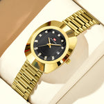 Va Va Voom Couple Quartz Watch Yellow Gold Diamond Waterproof Steel Belt Watch