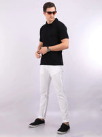 Xura Solid Men Polo Neck Black Regular Fit T-Shirt Plain Xura