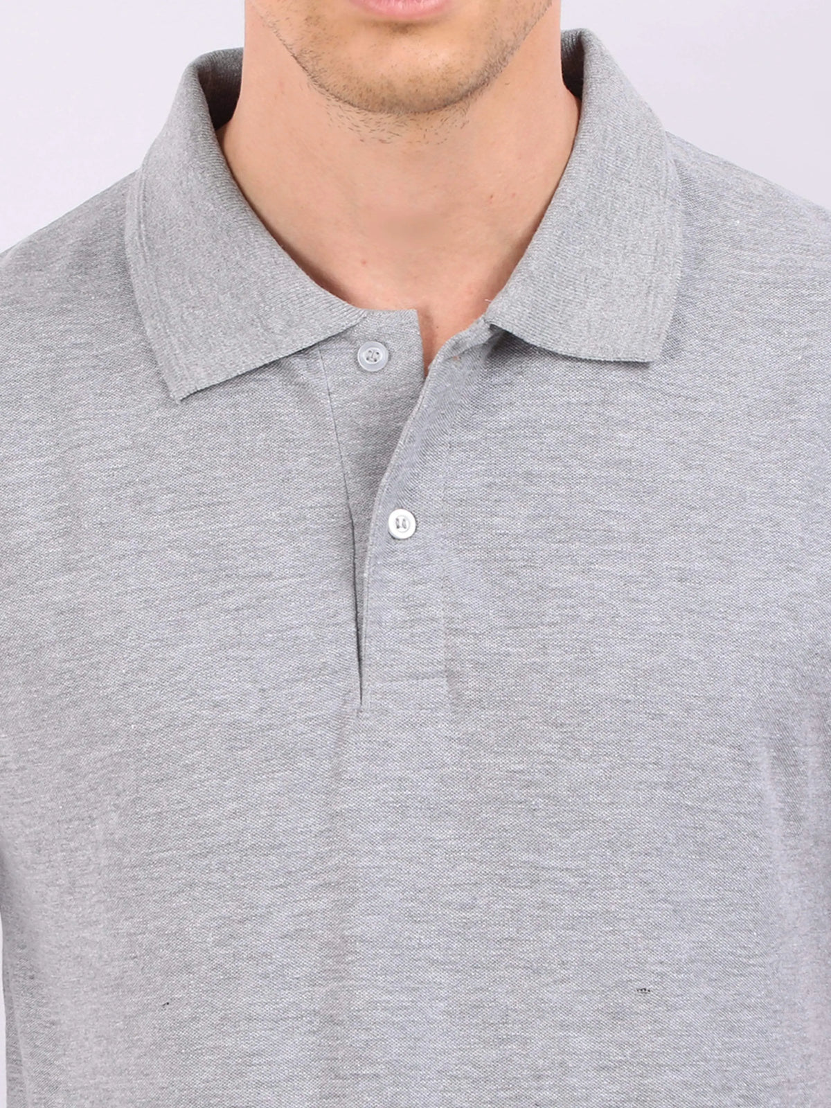 Xura Solid Men Polo Neck Grey Melange Regular Fit T-Shirt Plain Xura