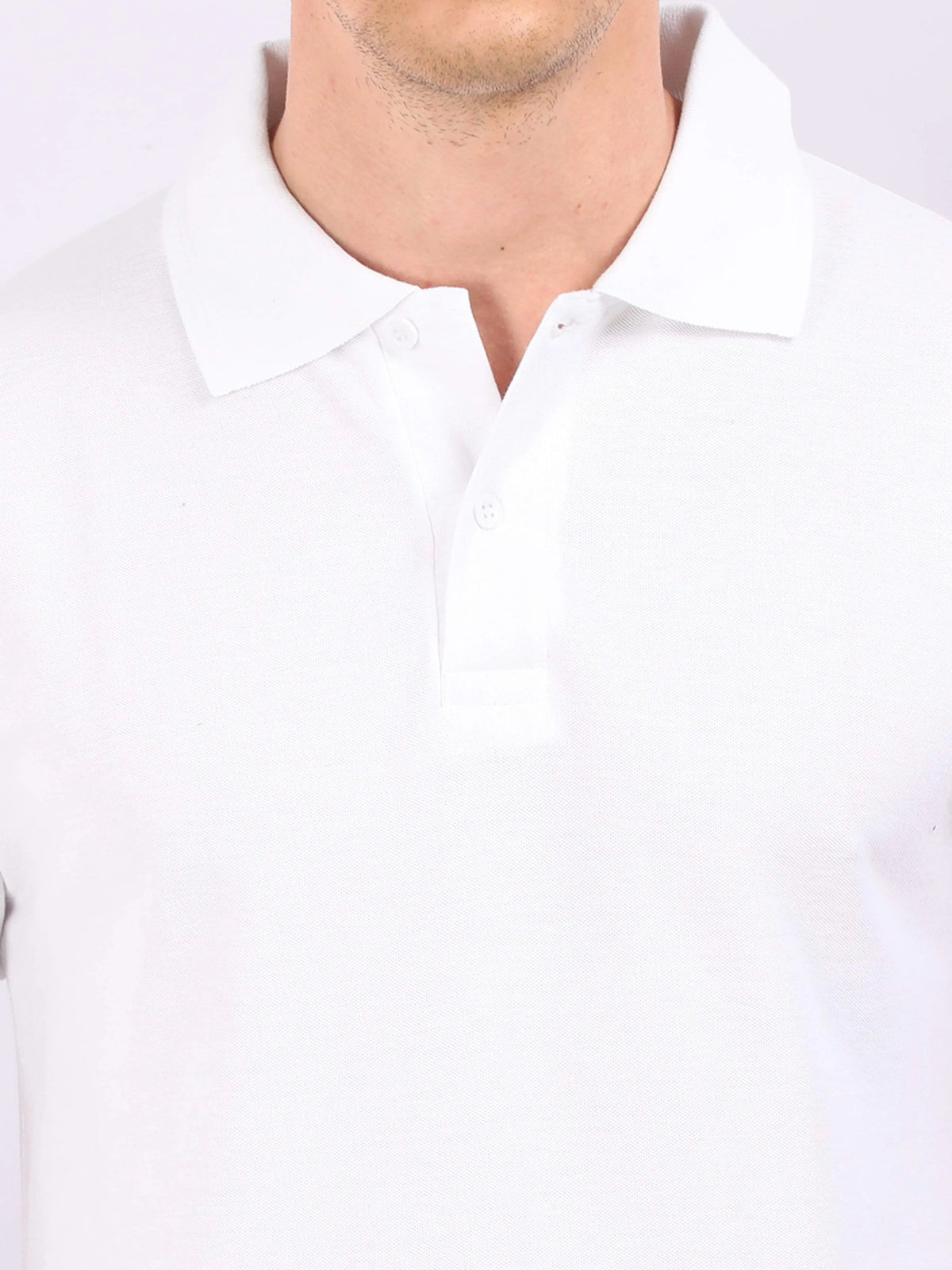 Xura Solid Men Polo Neck White Regular Fit T-Shirt Plain Xura