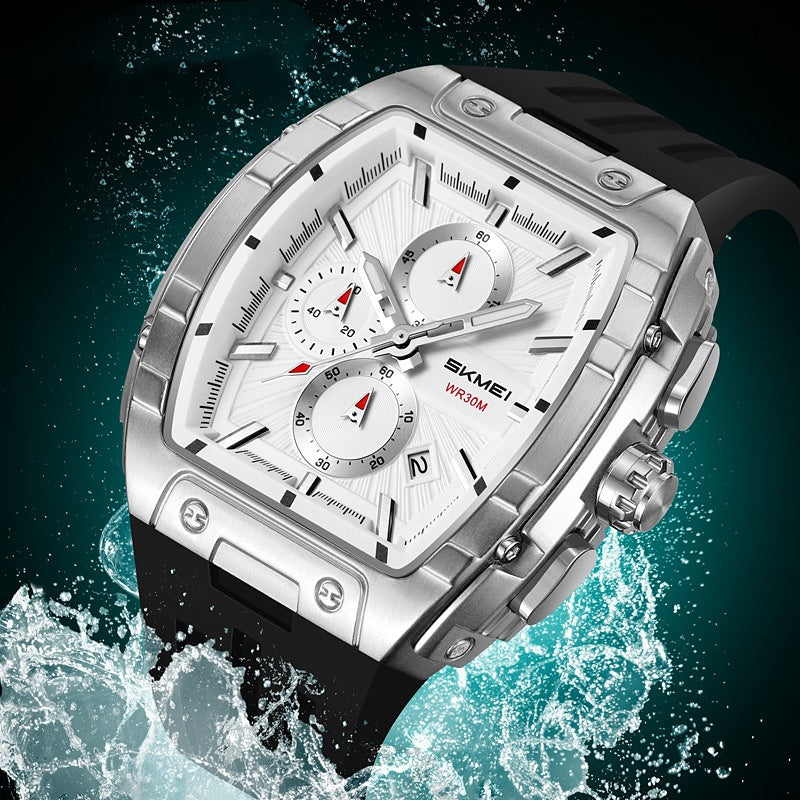 Skmei 2363 Multi-function Chronograph Three-hand Watch Barrel-shaped Quartz watch for men Skmei
