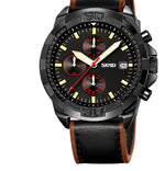 Skmei 9347 Belt Three Eyes And Six Needles Timing Quartz Wrist Watch For Men