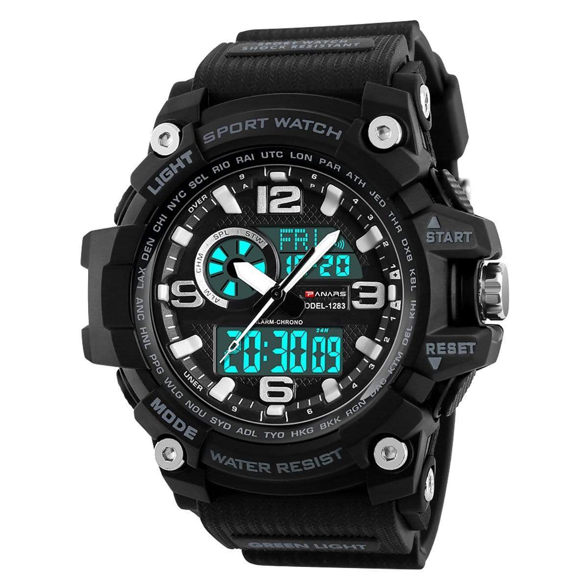 1283 Analog Digital Sports watch for Men Black - Main Image
