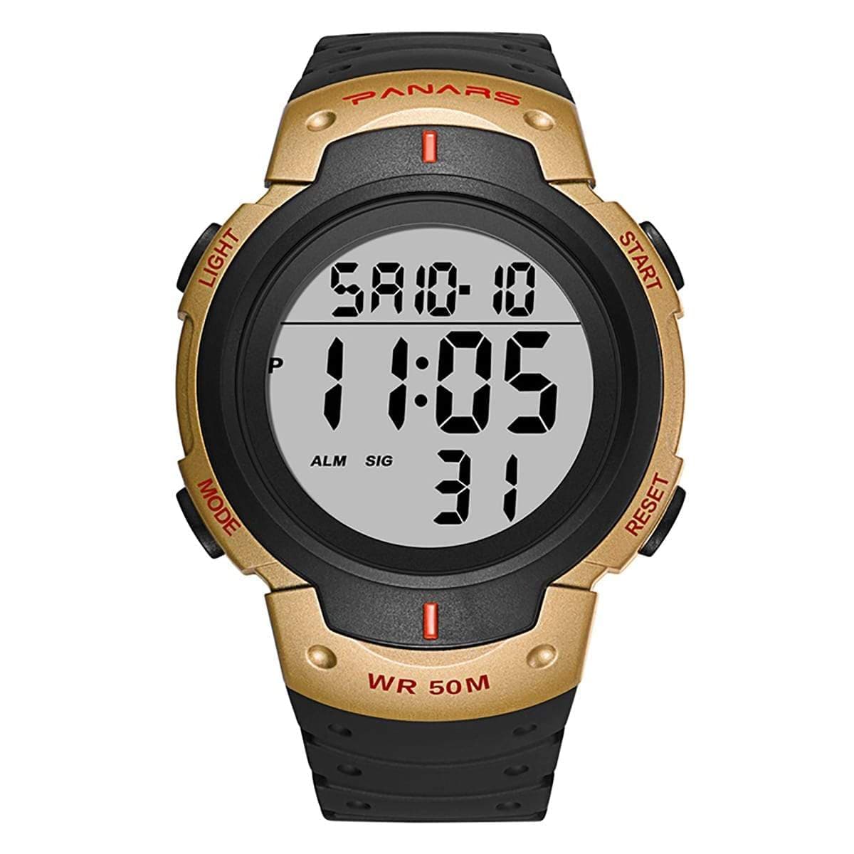 Panars 8208 Gold Digital Waterproof Heavy Duty Wrist watch For Men Panars