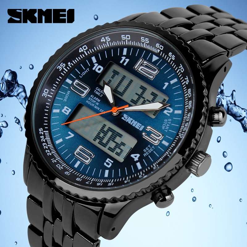 Skmei 1032 Original Analog Digital Big Dial chain watch stopwatch alarm watch for Men Skmei