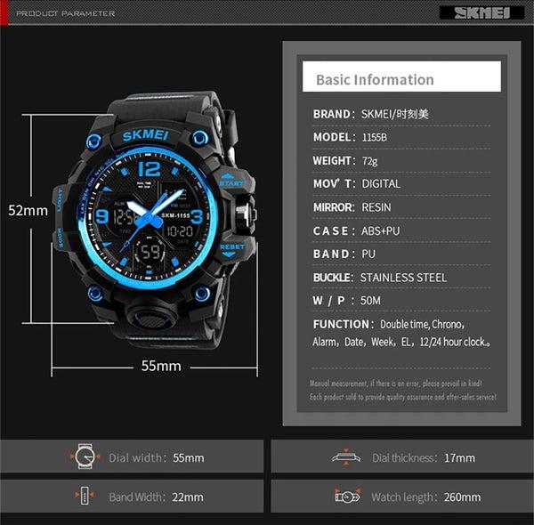 Skmei 1155B Original Analog Digital waterproof Sports watch for men Skmei