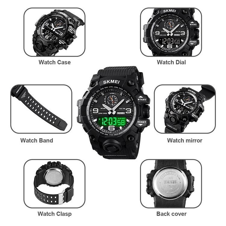 Skmei 1586 Original Relojes 50M Waterproof Military Sport Watch Analog Digital Trendy Wrist Watch for Men Skmei