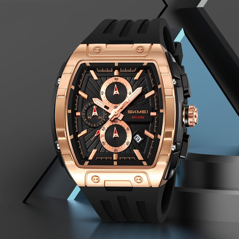 Skmei 2363 Multi-function Chronograph Three-hand Watch Barrel-shaped Quartz watch for men Skmei