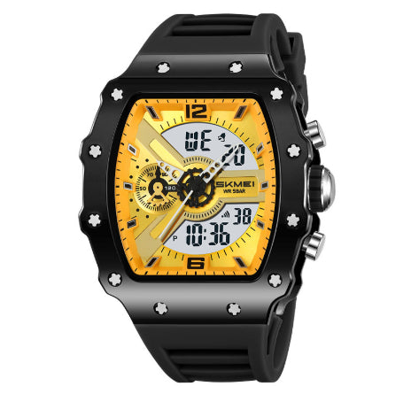 Skmei 2398 Multifunctional Dual Displays Stylish Barrel-shaped Case watch for Men